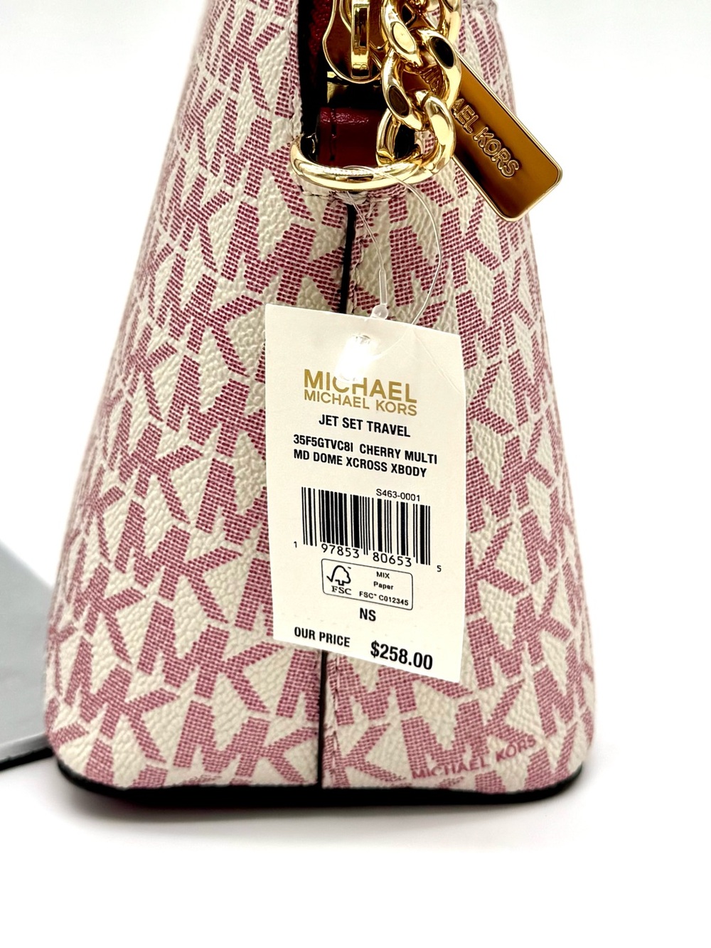 Michael Kors Medium Dome Jet Set Travel Xbody Bag Cherry Multi - Picture 9 of 9